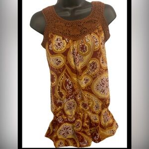 y2k tank top women Boho Paisley Crochet Lace Hippie Earth Fairy Vintage S